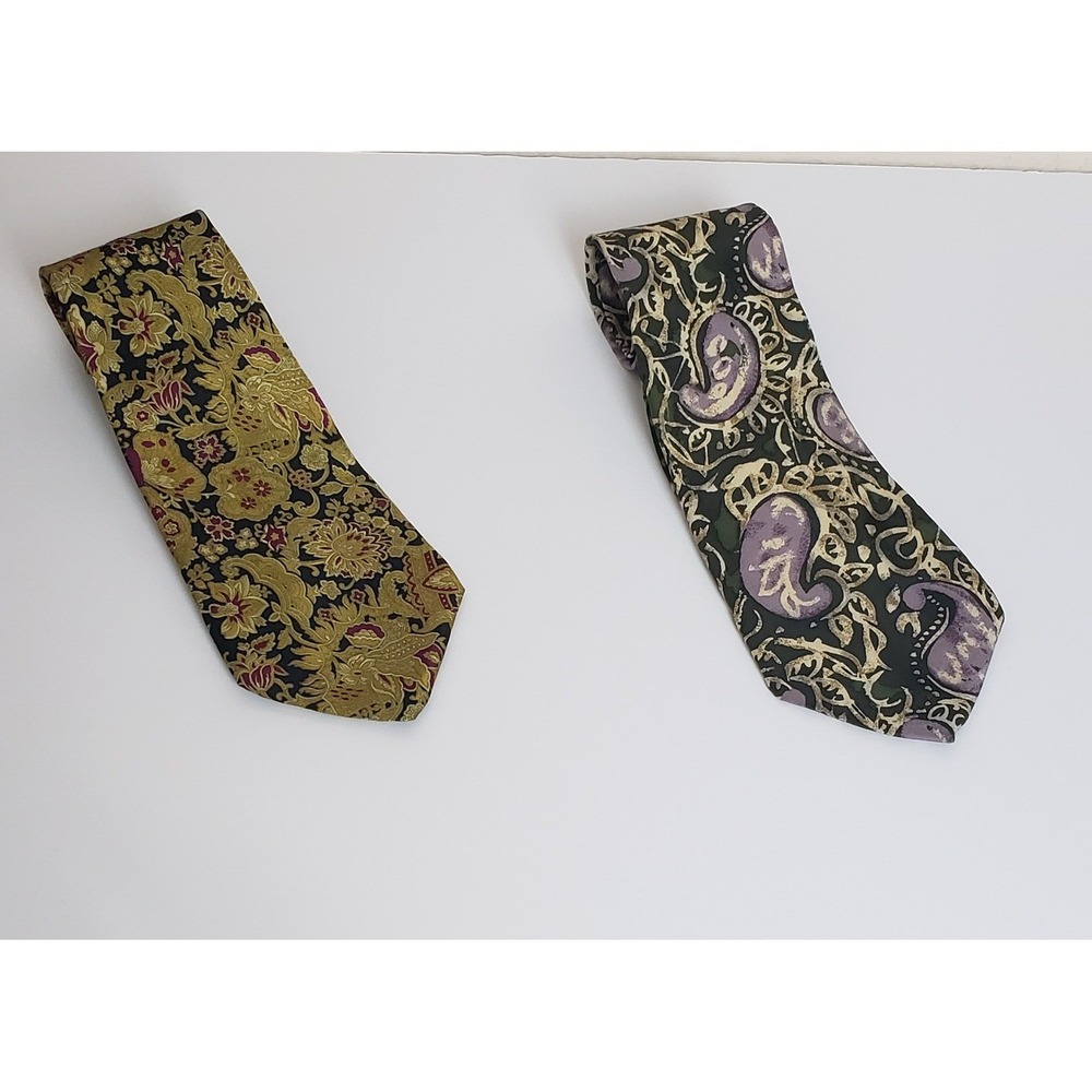 Nordstrom Mens 100% Silk Ties 2 Italy Made Hand Sewn Floral Paisley Multicolor